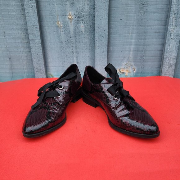 Aldo Berry Snakeskin Look Shoes With Ribbon Laces US Size 7 - Picture 1 of 5